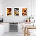 Ver imagem 1 de Kit 3 Quadros Grandes Café da Manhã 60x48cm:moldura Branca