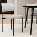 Ver imagem 2 de Kit 06 Cadeiras Estofadas para Sala de Jantar Louvre L02 Bouclê Cru - Lyam Decor