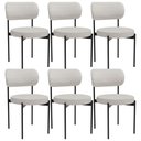Ver imagem 1 de Kit 06 Cadeiras Estofadas para Sala de Jantar Louvre L02 Bouclê Cru - Lyam Decor