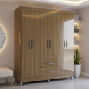 Ver imagem 1 de Guarda Roupa Casal  6 Portas e 2 Gavetas Carvalho Atenas Poquema Móveis