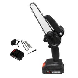 Mini Motosserra Eletrica 48v Potente Bateria Recarregavel 6 Polegadas sem Fio Madeira Galho Bambu Ar - 1