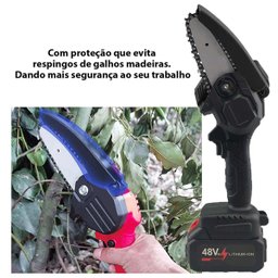 Mini Motosserra Eletrica 48v Potente Bateria Recarregavel 6 Polegadas sem Fio Madeira Galho Bambu Ar - 6
