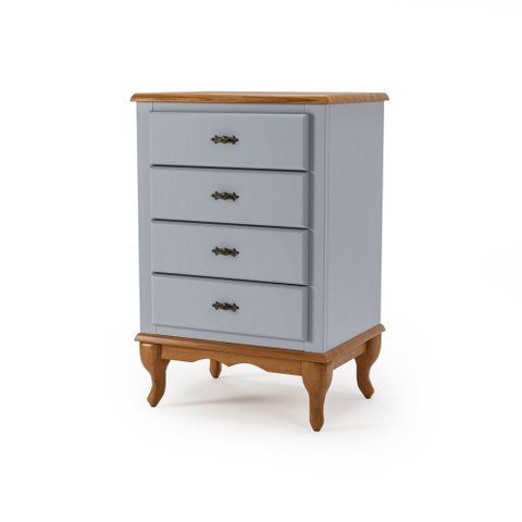 Mesa de Cabeceira 4 Gavetas Pés Luiz Xv Mdf Laca Cinza - Imbuia