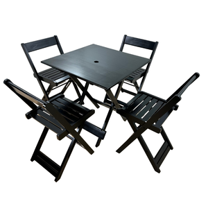 Jogo de Mesa 70x70 com 4 Cadeiras Dobráveis - Preta - Reisol Móveis