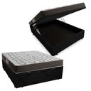 Ver imagem 1 de Cama Box com Baú Casal com Colchão Molas Bonnel Pillow Top Suede Preto 138cm 22cm