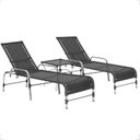 Ver imagem 2 de Kit 2 Espreguiçadeiras Mesa em Alumínio Piscina Jardim e Área Catar Preto