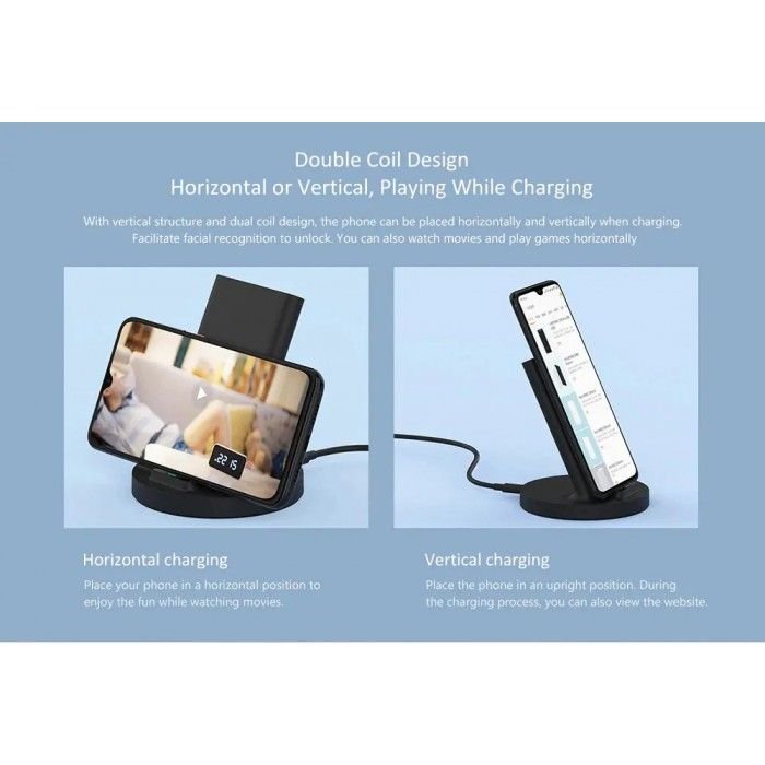 Suporte Dock Carregador Wireless Qi Indução Xiaomi 20w - Preto Wpc02zm - 6