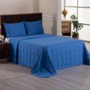 Ver imagem 3 de Kit Cobre Leito Colcha Speciale Casal Matelado 400 Fios 3 Peças Azul Royal