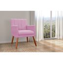 Ver imagem 4 de Kit 2 Poltronas Decorativa Cecília Suede Rosa Pés Madeira Mz Decor