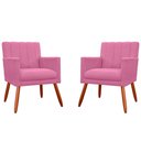 Ver imagem 1 de Kit 2 Poltronas Decorativa Cecília Suede Rosa Pés Madeira Mz Decor