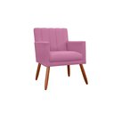 Ver imagem 2 de Kit 2 Poltronas Decorativa Cecília Suede Rosa Pés Madeira Mz Decor