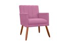 Ver imagem 2 de Kit 2 Poltronas Decorativa Cecília Suede Rosa Pés Madeira Mz Decor