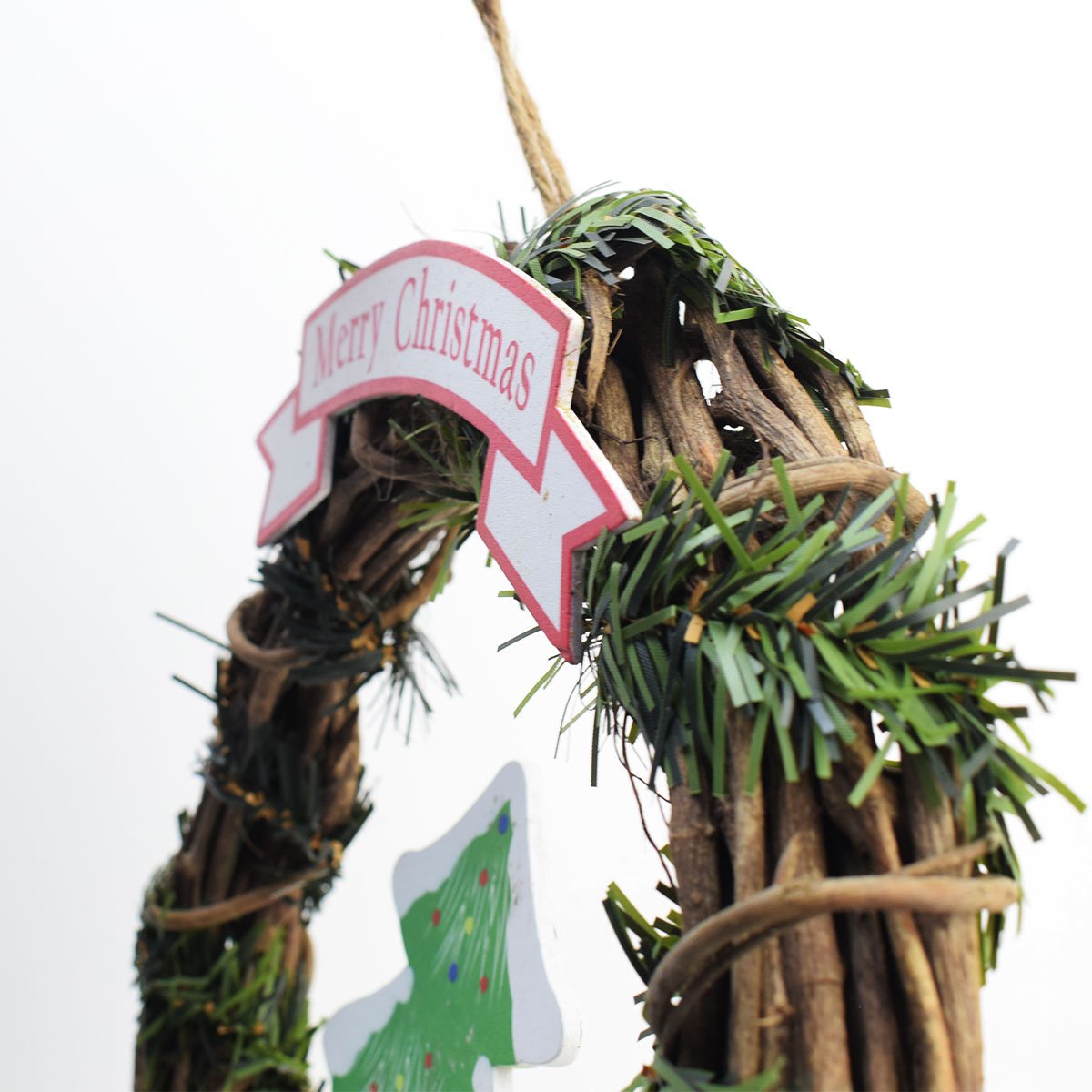 Guirlanda natalina para porta 29,5cm madeira Árvore de Natal - 3