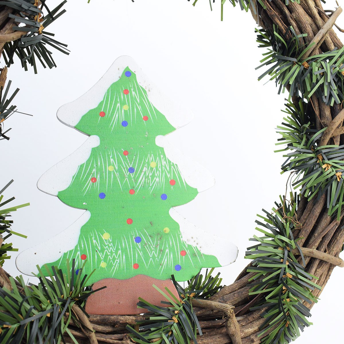 Guirlanda natalina para porta 29,5cm madeira Árvore de Natal - 4