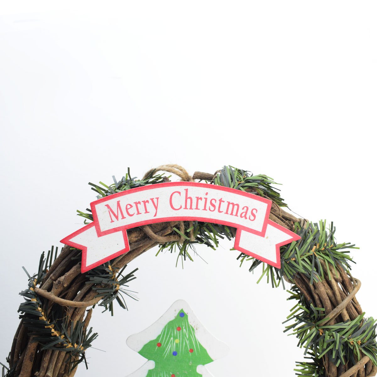 Guirlanda natalina para porta 29,5cm madeira Árvore de Natal - 2