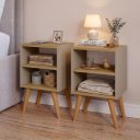 Ver imagem 2 de Kit Mesa de Cabeceira com 2 Nichos e Pés Palito Estilo Escandinavo para Quarto Moderno