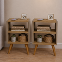 Ver imagem 1 de Kit Mesa de Cabeceira com 2 Nichos e Pés Palito Estilo Escandinavo para Quarto Moderno