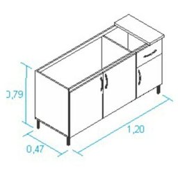 Balcão para Pia 120cm sem Tampo Fellicci - 3