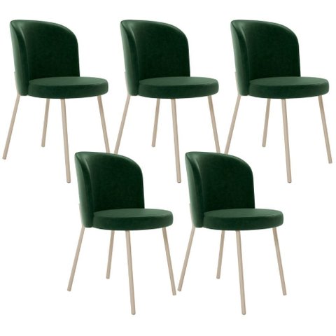Kit 5 Cadeiras Sala de Jantar Estofada Gavi Arena L02 Couríssimo Verde Musgo - Lyam Decor