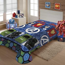 Manta Infantil Menino Jolitex Marvel Avengers Simbolos - 1