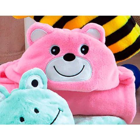 Manta Baby de Microfibra com Capuz de Bichinho Jolitex