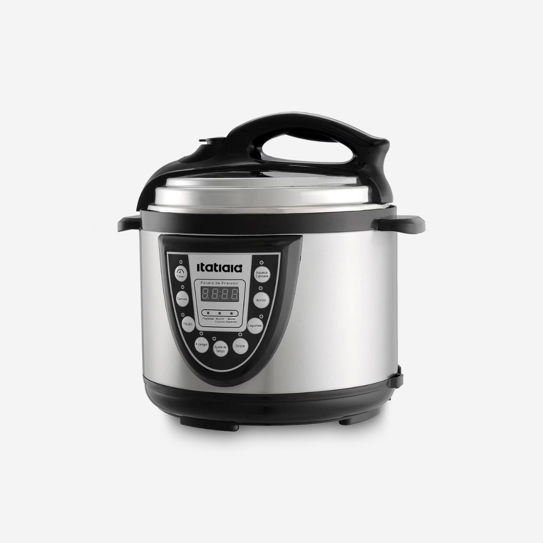 Panela de Pressão Elétrica Midi 5L 127V 900W Inox com Preto