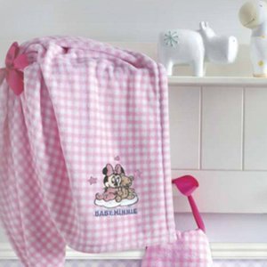 Manta Menina Bordada Minnie com Ursinho Jolitex