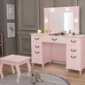 Penteadeira Camarim Dalila com Espelho + Banqueta sem Almofada Rosê - Bela Móveis - 2