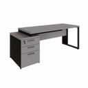 Ver imagem 3 de Mesa Diretor para Escritório F5 Office 3 Gavetas MDP 150cm Cinza Sagrado com Preto