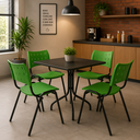 Ver imagem 1 de Jogo de Mesa 70x70 Comercial com 4 Cadeiras Iso Verde
