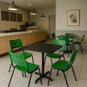 Jogo de Mesa 70x70 Comercial com 4 Cadeiras Iso Verde