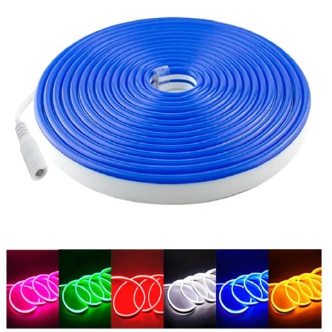 Fita Led Mangueira Neon 5 Mts Iluminação Flexível Corte 2.5 Cm - Azul