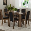 Ver imagem 1 de Conjunto Sala de Jantar Mesa Tampo de Vidro 6 Cadeiras Rustic/preto Heloísa Madesa