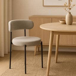 Conjunto 4 Cadeiras Jantar Linho Cinza Camelia Encosto Curvo Base Preta Moderna para Sala Cozinha - 7