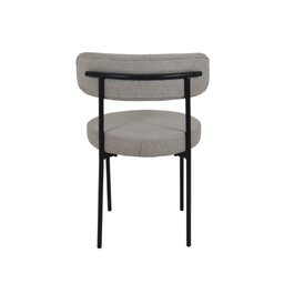 Conjunto 4 Cadeiras Jantar Linho Cinza Camelia Encosto Curvo Base Preta Moderna para Sala Cozinha - 6