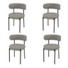 Conjunto 4 Cadeiras Jantar Linho Cinza Camelia Encosto Curvo Base Preta Moderna para Sala Cozinha - 1