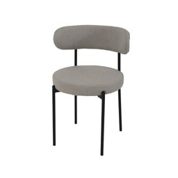 Conjunto 4 Cadeiras Jantar Linho Cinza Camelia Encosto Curvo Base Preta Moderna para Sala Cozinha - 3