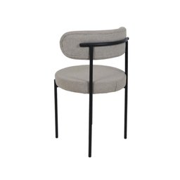 Conjunto 4 Cadeiras Jantar Linho Cinza Camelia Encosto Curvo Base Preta Moderna para Sala Cozinha - 5