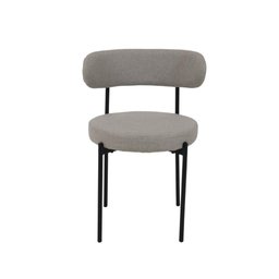 Conjunto 4 Cadeiras Jantar Linho Cinza Camelia Encosto Curvo Base Preta Moderna para Sala Cozinha - 2