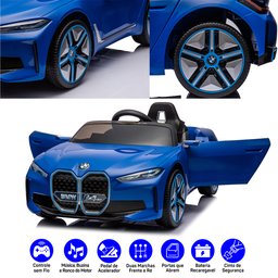 Carro Elétrico Infantil Bmw I14 12v Azul com Controle Remoto Zippy Toys - 5