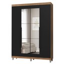 Ver imagem 2 de Guarda-Roupa Solteiro com Pés 4 Portas Batentes com Espelho Rustic/Preto/Preto Netuno Madesa