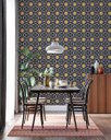 Ver imagem 4 de Papel de Parede Adesivo Arabesco Retro Azul Amarelo 2,80m