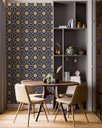 Ver imagem 5 de Papel de Parede Adesivo Arabesco Retro Azul Amarelo 2,80m