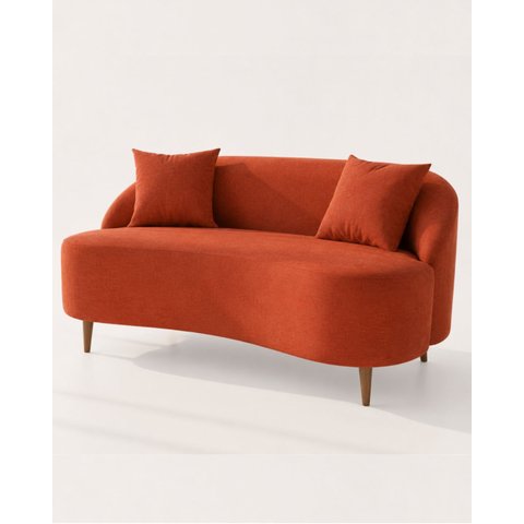 Sofá Anatômico Feijão Curvo Decorativo para Sala ou Escritório-Boucle Terracota