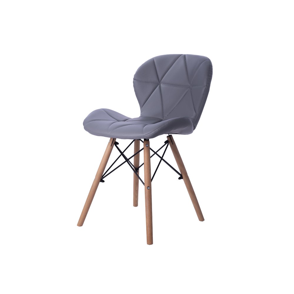 Cadeira Estofada Jantar Charles Eames Eiffel Slim Wood Confort Cinza - 1