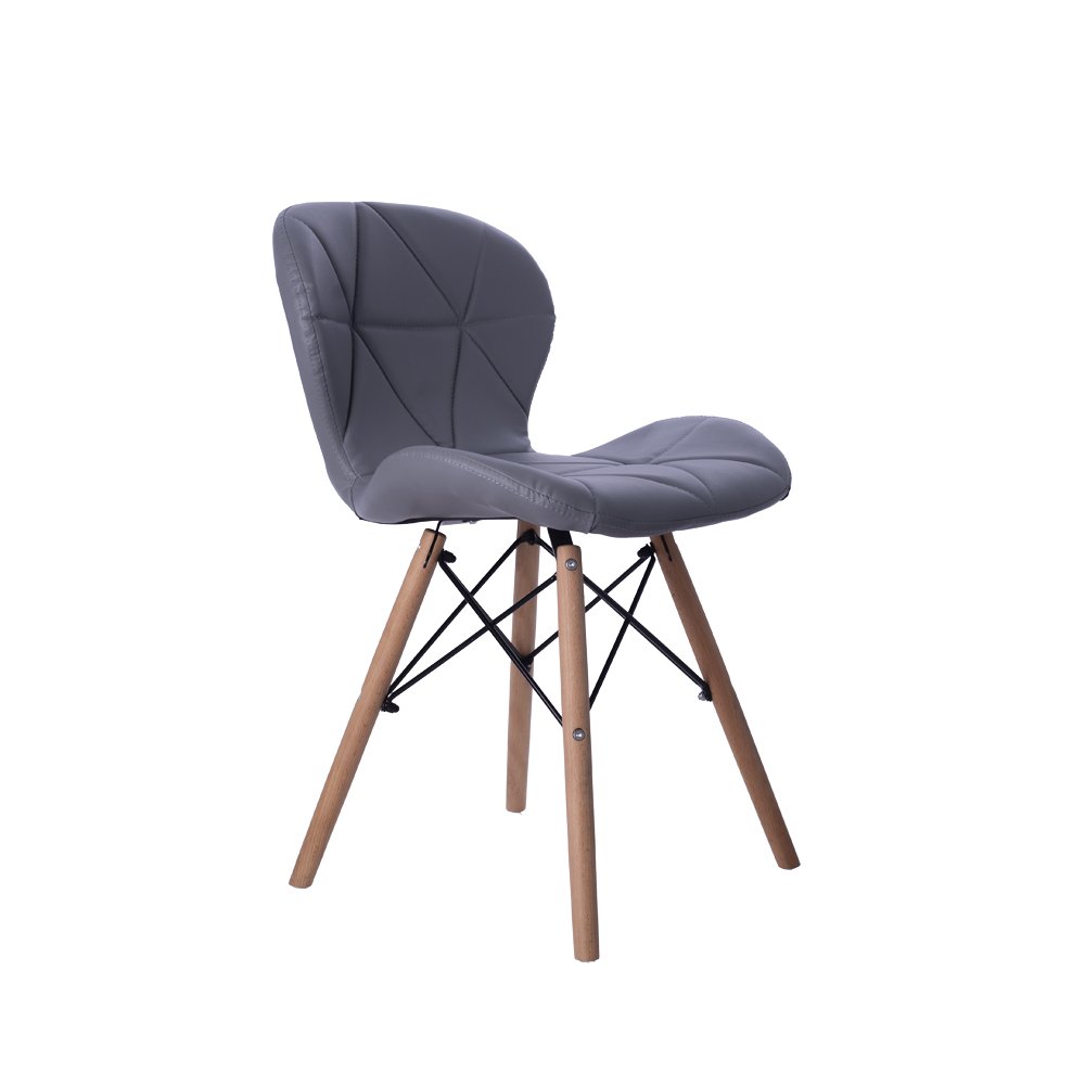 Cadeira Estofada Jantar Charles Eames Eiffel Slim Wood Confort Cinza - 3