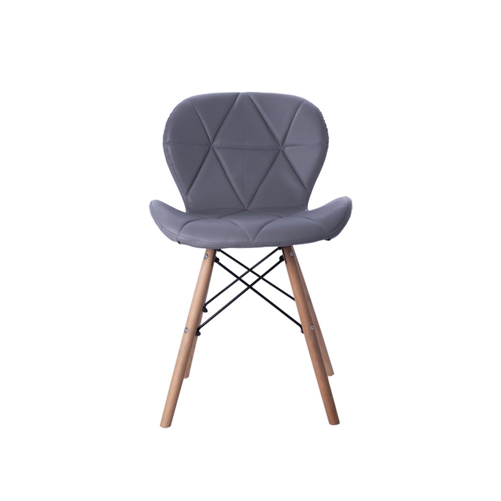 Cadeira Estofada Jantar Charles Eames Eiffel Slim Wood Confort Cinza - 2