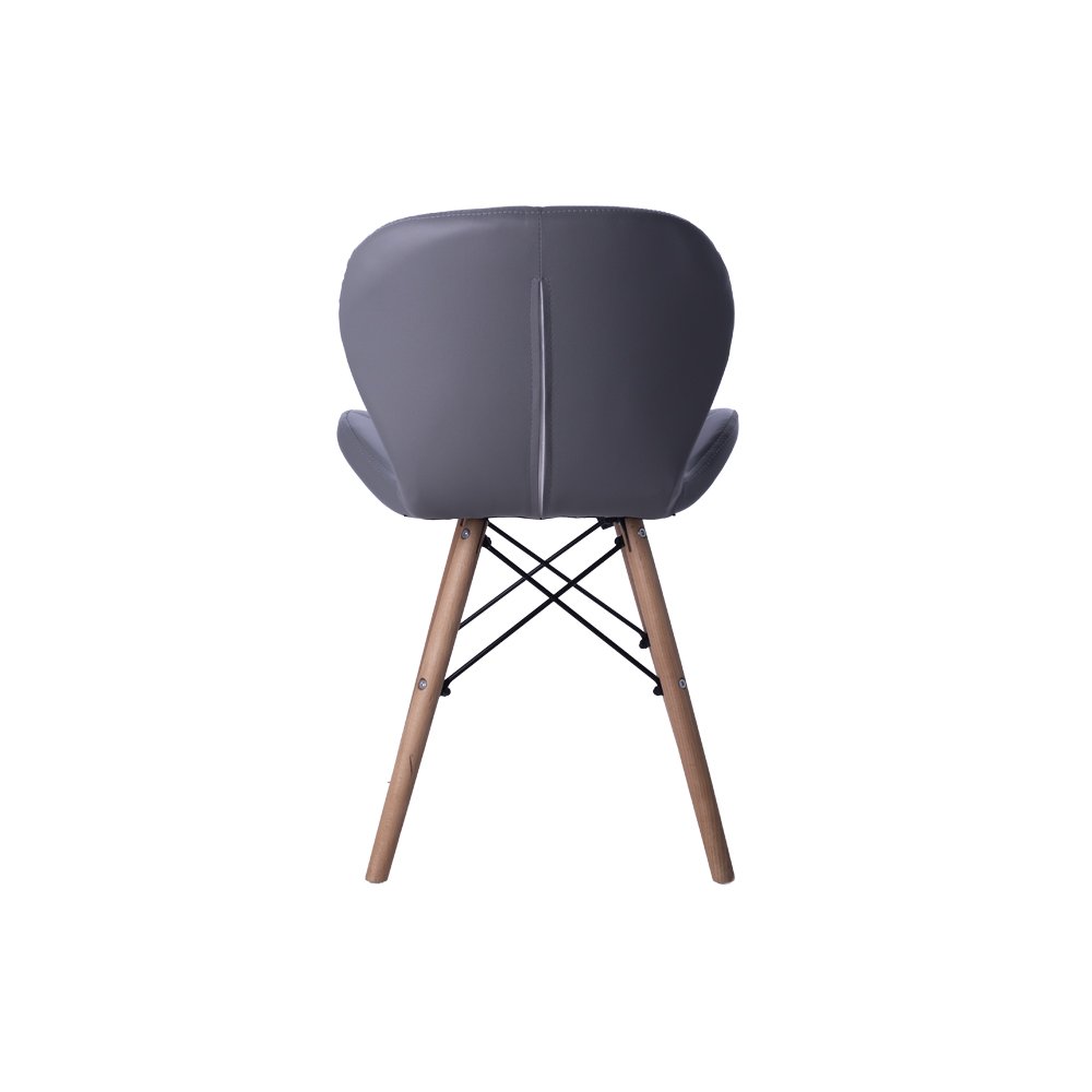 Cadeira Estofada Jantar Charles Eames Eiffel Slim Wood Confort Cinza - 4