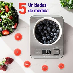 Balança Digital de Cozinha em Aço Inoxidável com Capacidade até 5000g Etekcity - 5