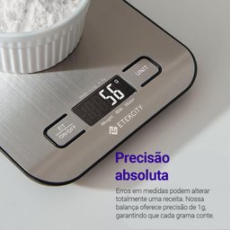 Balança Digital de Cozinha em Aço Inoxidável com Capacidade até 5000g Etekcity - 2